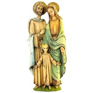 Vintage Holy Family Wall Plaque Joseph Mary Jesus Relief 12” Hand Painted